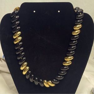 Vintage Monet black and gold collar necklace